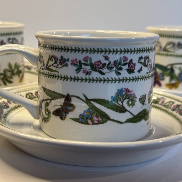 Portmeirion Botanic Garden Saucers (5) + 3 Cups Chipped | Floral Variation - Picture 2 of 12